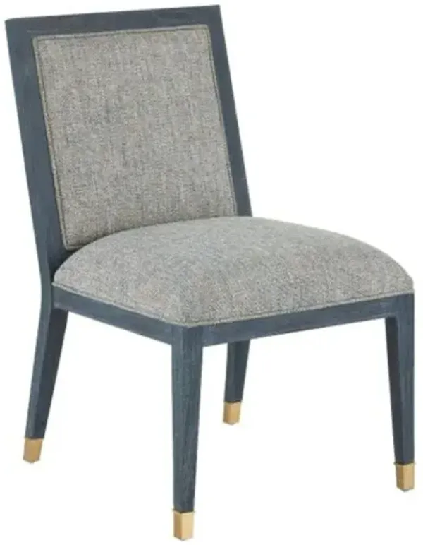 Santos Performance Fabric Rattan Side Chair - Currey & Company - Handcrafted - Blue