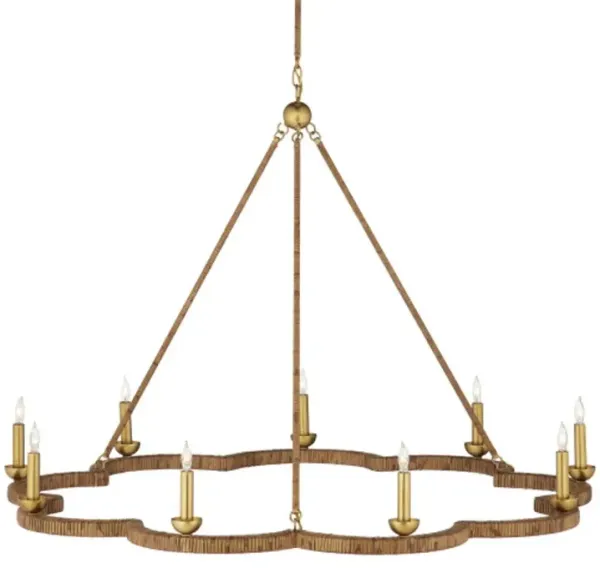 Savoie Rattan Chandelier - Natural/Contemporary Gold Leaf - Currey & Company - Brown
