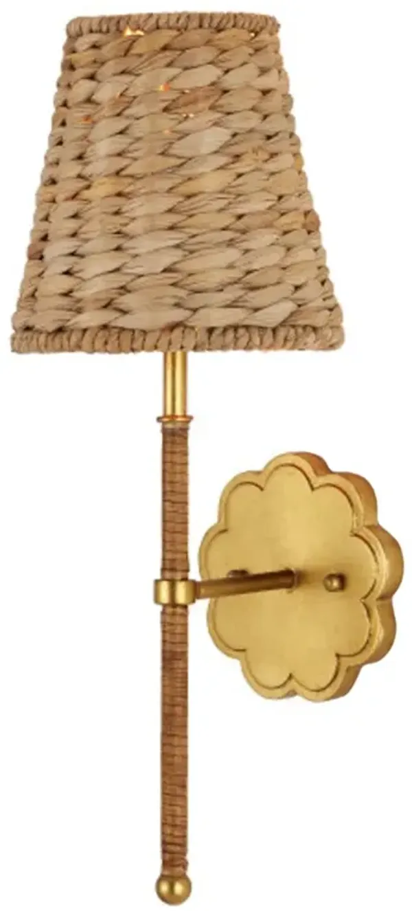 Savoie Rattan Wall Sconce - Natural/Contemporary Gold Leaf - Currey & Company - Brown