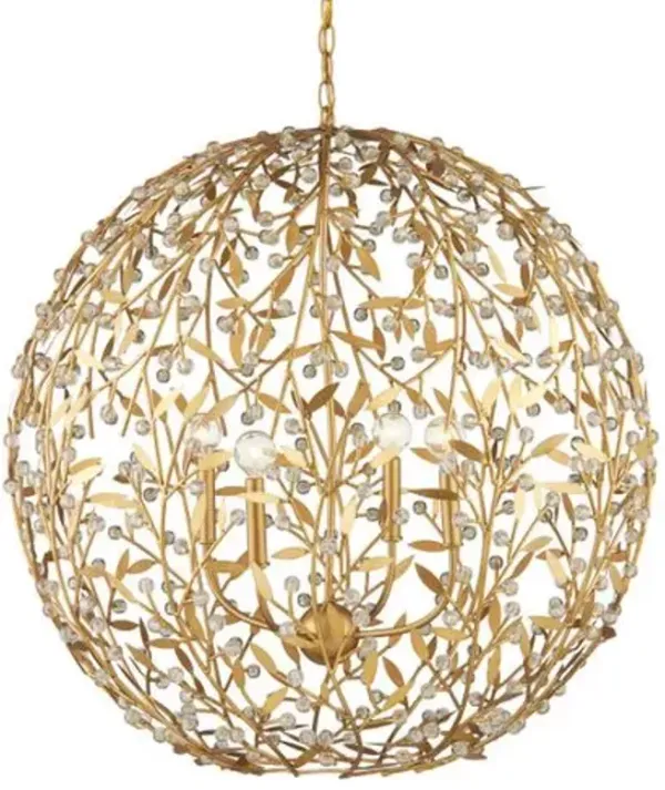 Secret Garden Iron Crystal Orb Chandelier - Gold - Currey & Company