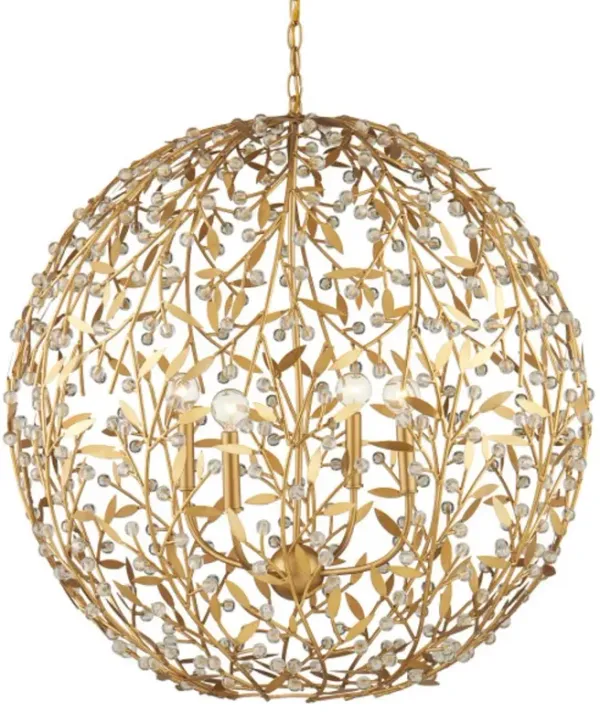 Secret Garden Iron Crystal Orb Chandelier - Gold - Currey & Company