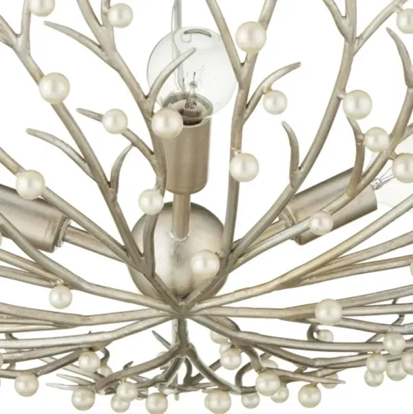 Shinju Pearl Bowl Branch Chandelier - Contemporary Silver Leaf - Currey & Company