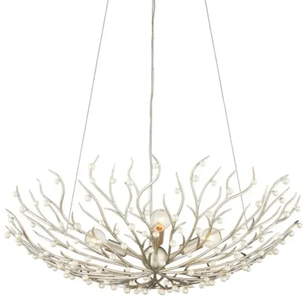 Shinju Pearl Bowl Branch Chandelier - Contemporary Silver Leaf - Currey & Company