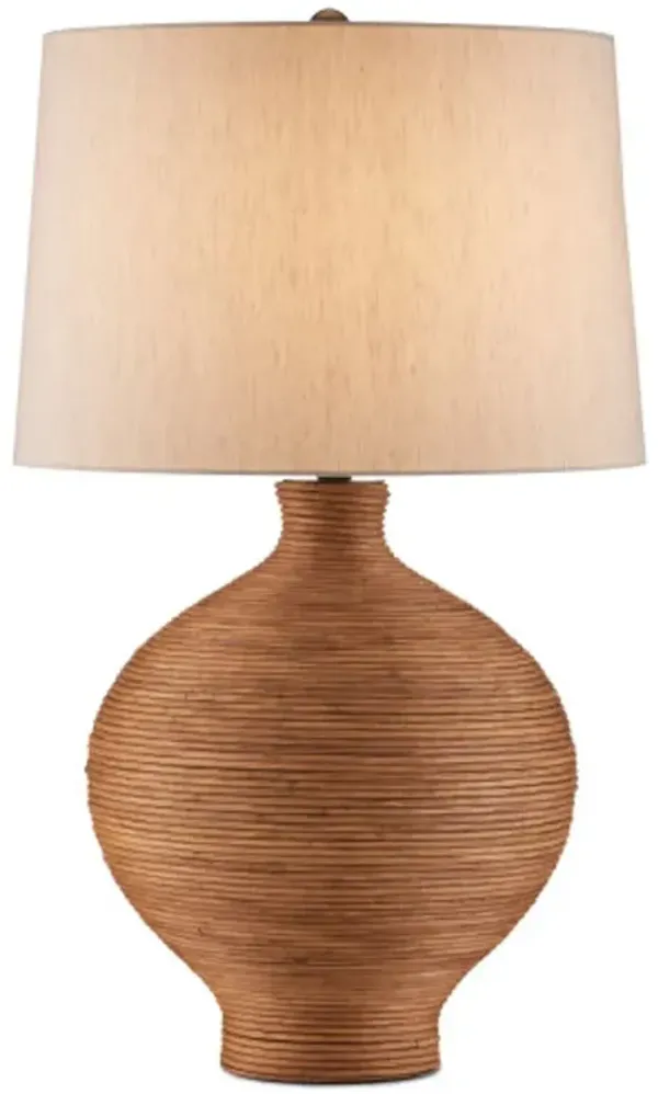 Susel Rattan Table Lamp - Natural/Antique Brass - Currey & Company - Brown