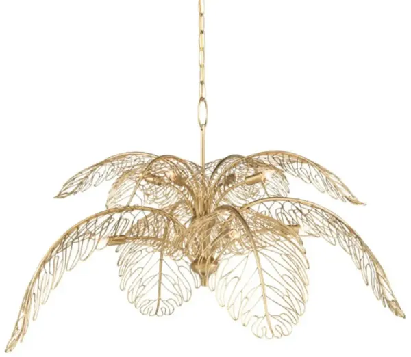Taormina Leaf Iron Chandelier - Brass - Currey & Company - Gold