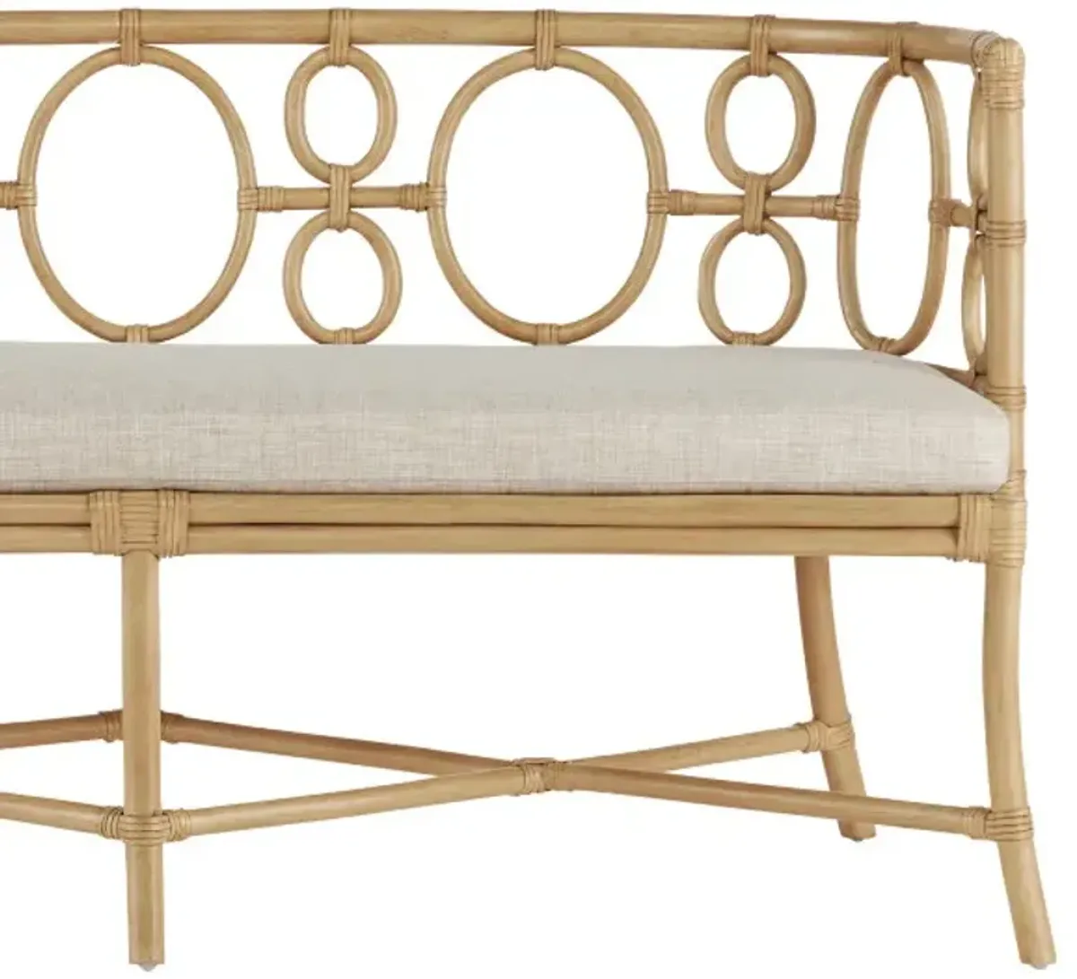 Tegal Upholstered Rattan Bench