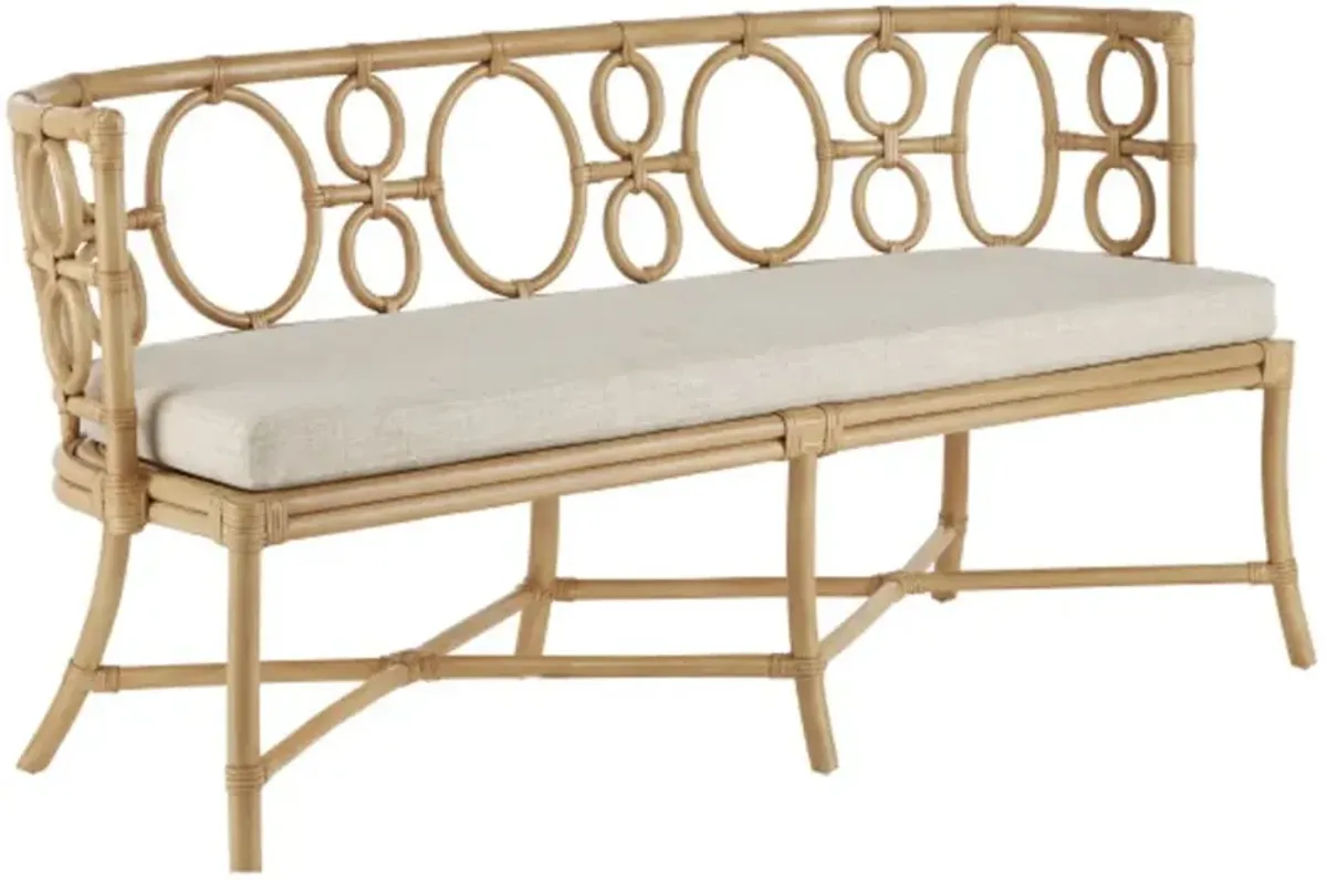 Tegal Upholstered Rattan Bench