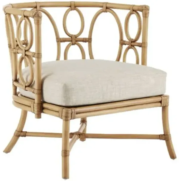 Tegal Upholstered Rattan Chair - Currey & Company - Beige