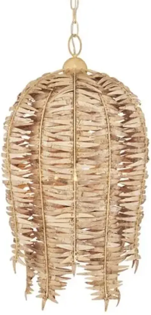 Tiptur Coco Shell Pendant - Natural Coco Cream - Currey & Company - Beige