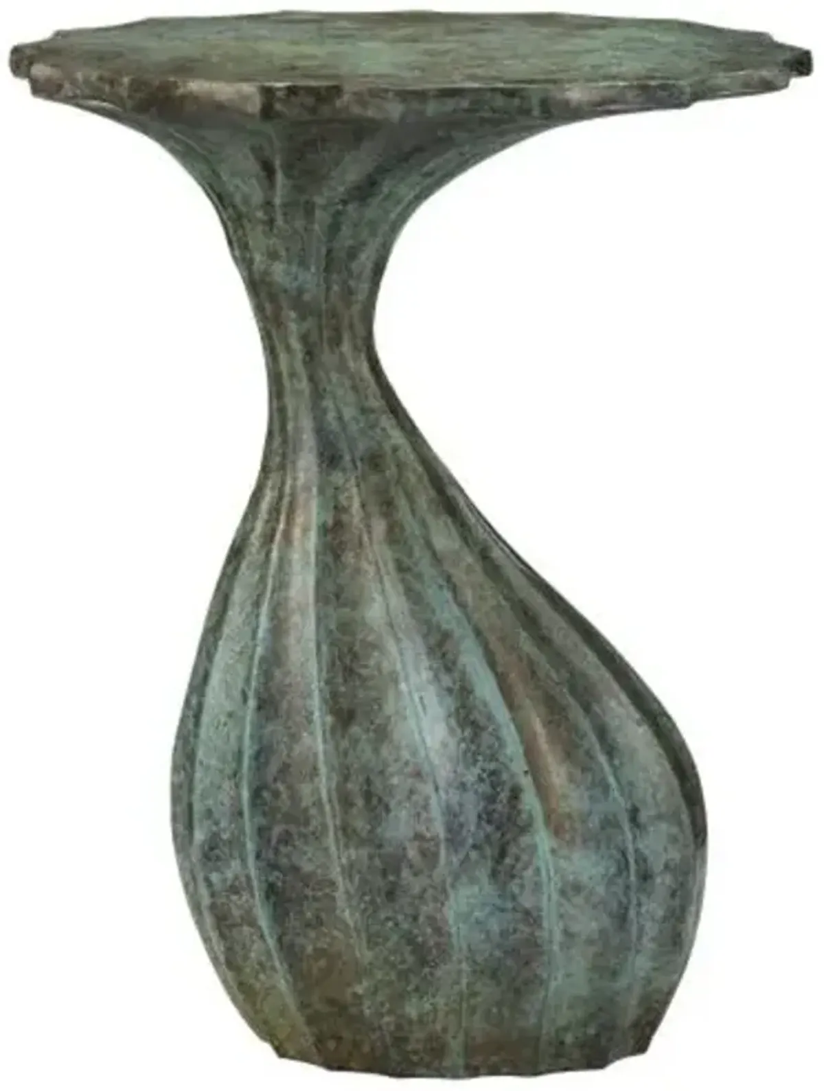 Tunis Aluminum Accent Table - Verdigris - Currey & Company - Green - 21.5Hx16Wx14D in