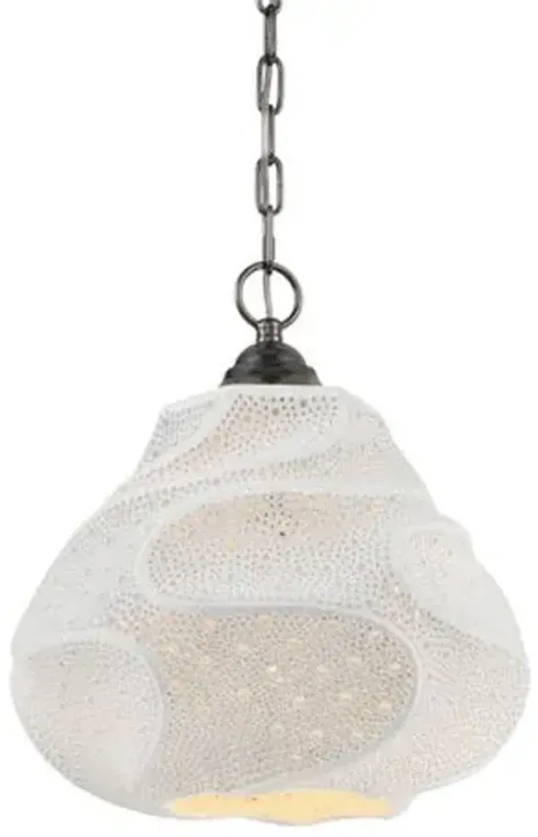 Wintershall Porcelain Pendant - White - Currey & Company