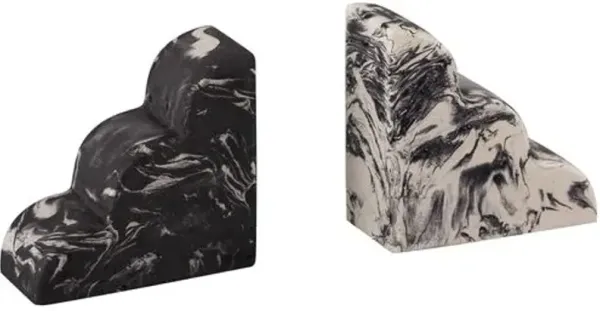 Set of 2 Scala Marble Bookends - Grey - Gray