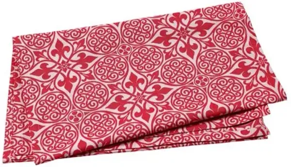 Damask Cotton Runner - Red - VIETRI