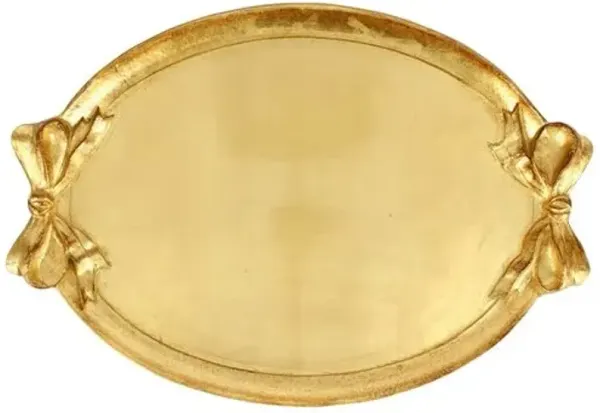 Florentine Wooden Accessories Bow Handled Oval Tray - Gold - VIETRI - Handcrafted