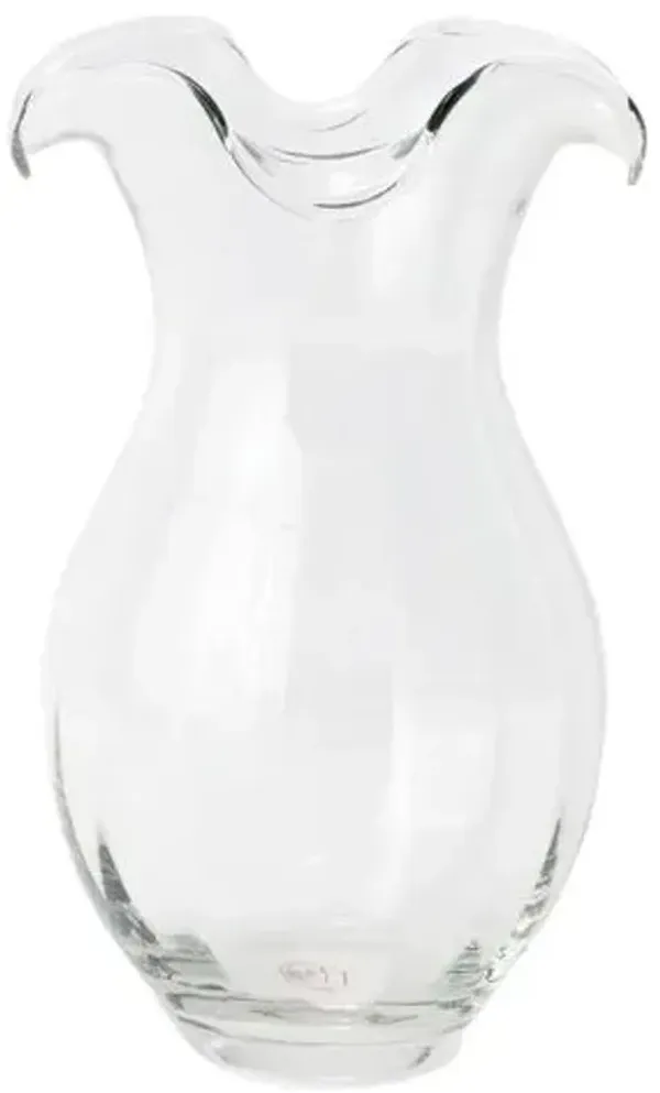 Hibiscus Glass Vertical Fluted Medium Vase - VIETRI - Clear