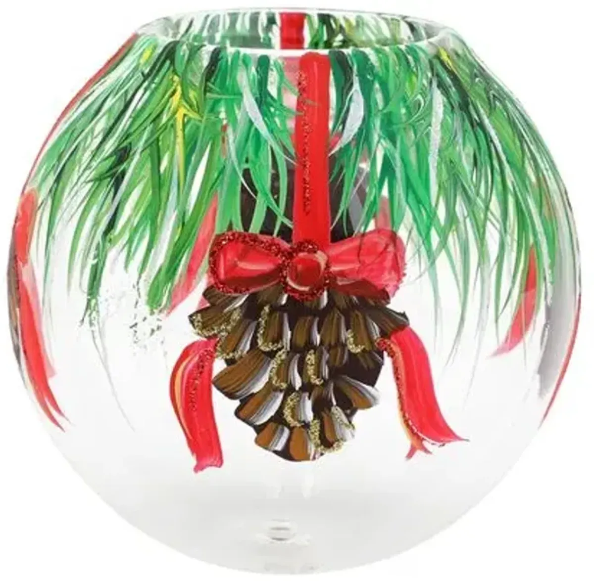 Illuminare Holiday Pinecones Votive - Green - VIETRI - Handcrafted