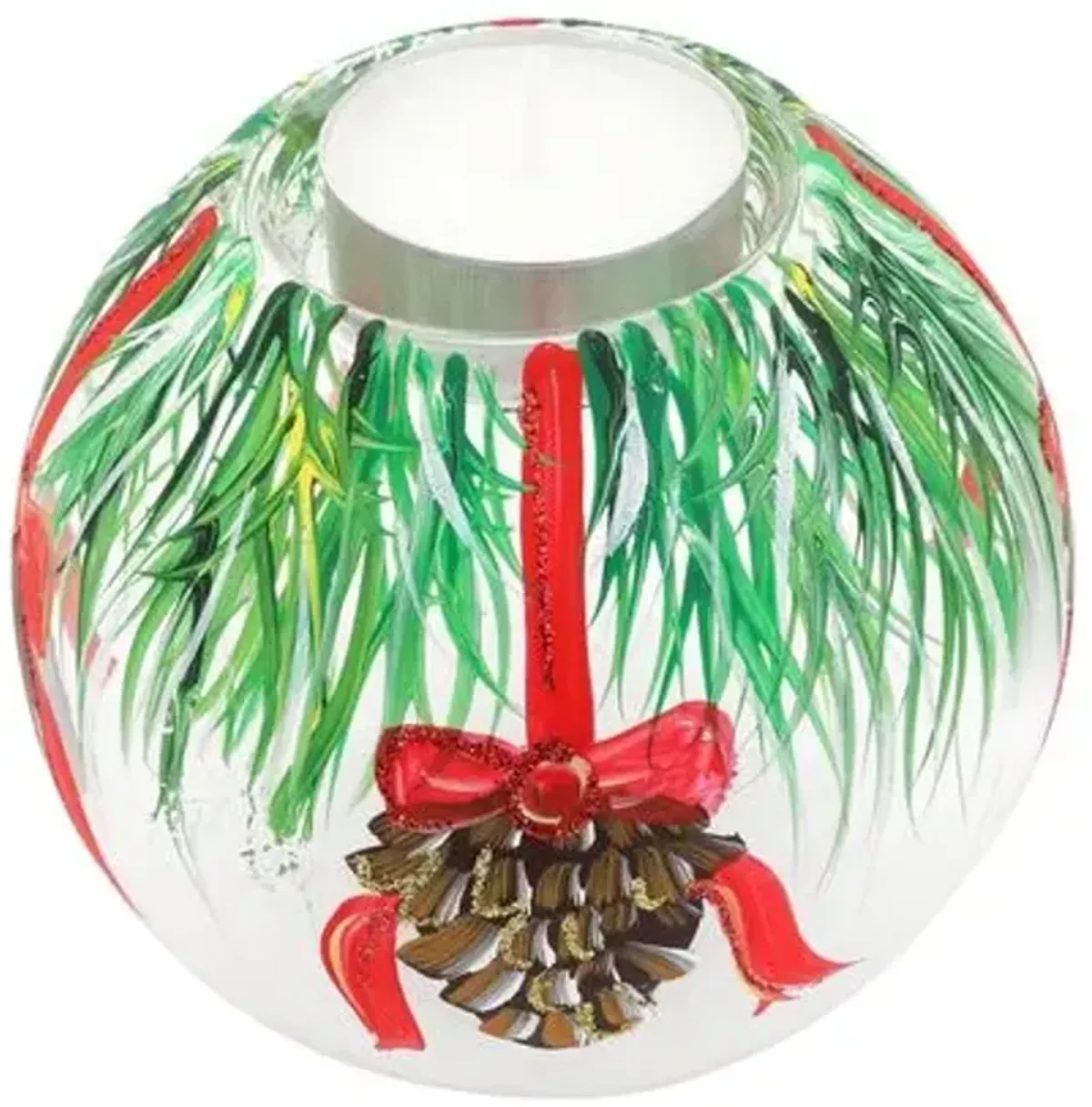 Illuminare Holiday Pinecones Votive - Green - VIETRI - Handcrafted