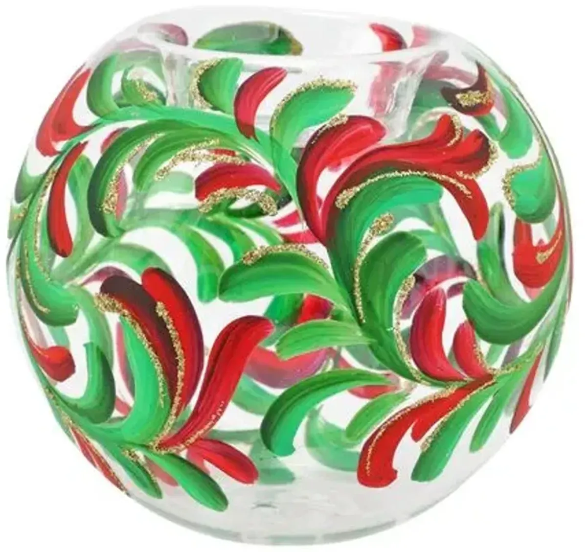 Illuminare Holiday Scroll Votive - Green - VIETRI - Handcrafted