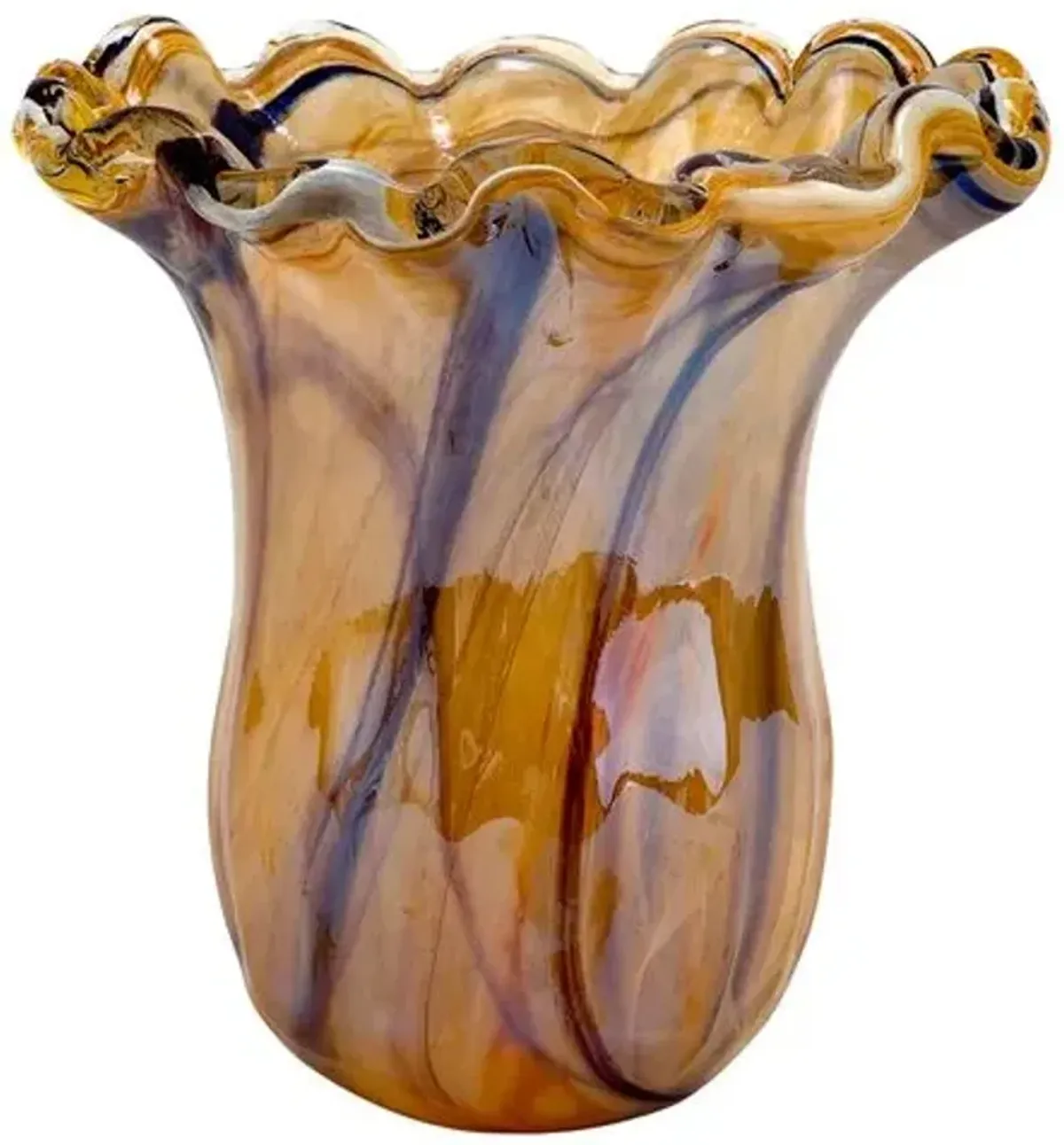 Onda Glass Tulip Vase - VIETRI - Brown