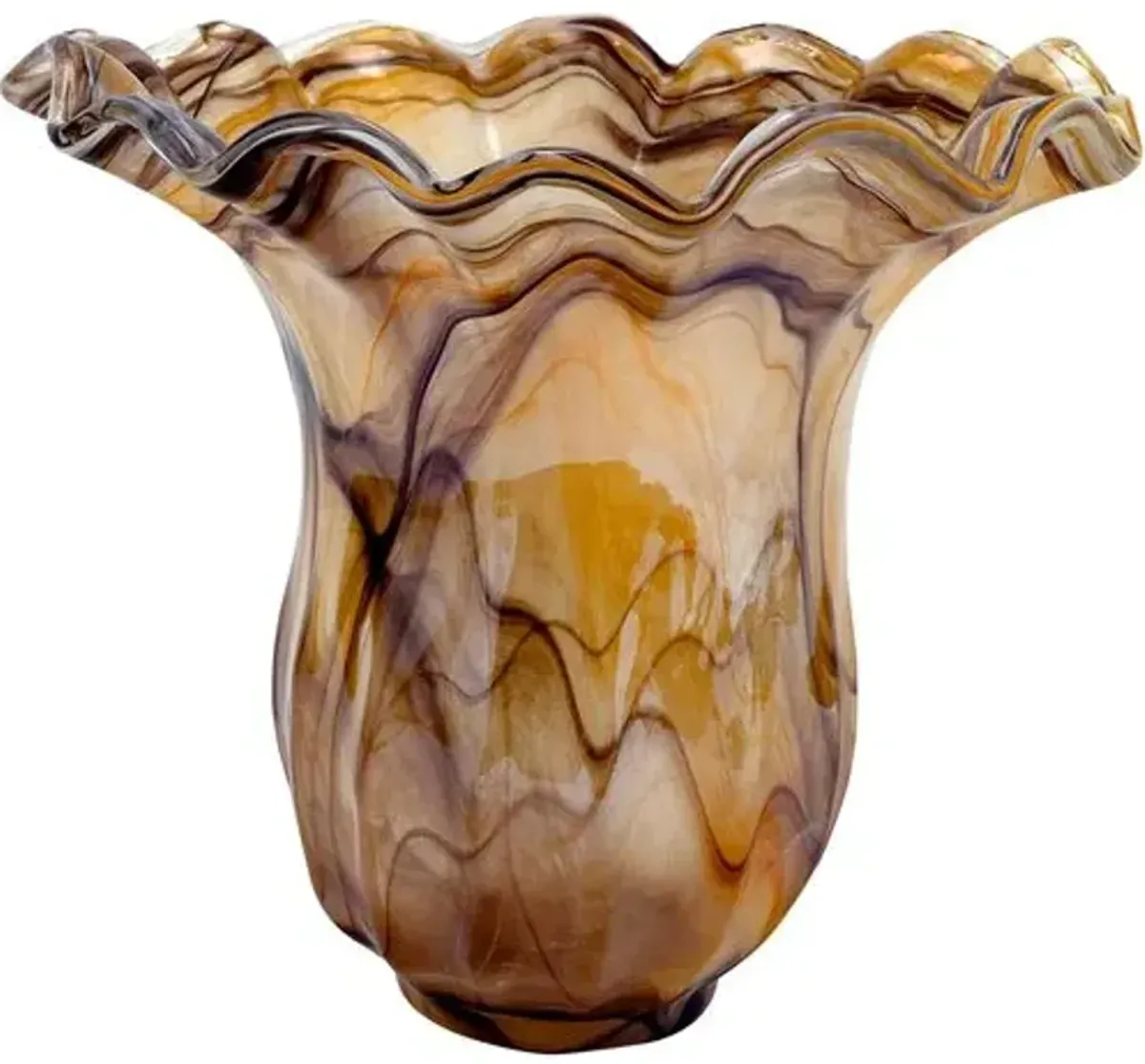 Onda Glass Tulip Vase - VIETRI - Brown