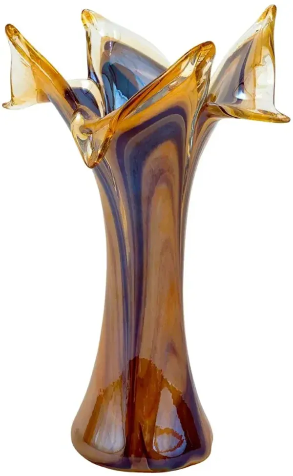 Onda Glass Twisted Flower Vase, Tortoiseshell