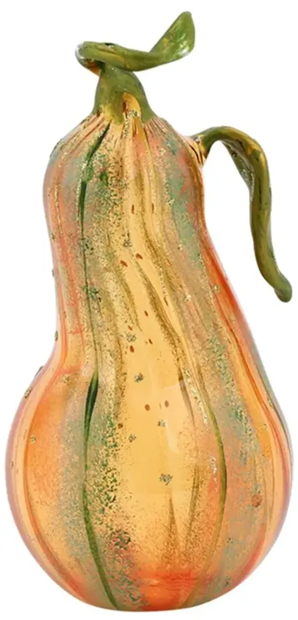 Pumpkins Figural Glass Gourd, Amber