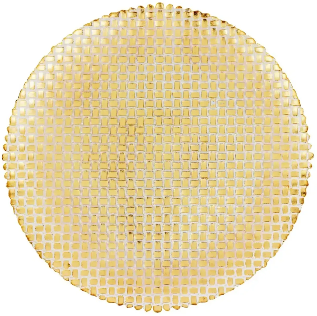 Rufolo Glass Basketweave Large Round Platter, Gold