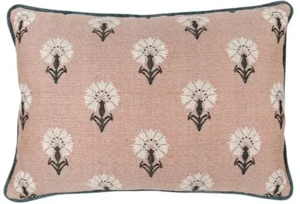 Mira Floral Indoor/Outdoor 14x20 Lumbar Pillow with Contrast Welt - Sunbrella - Kim Salmela