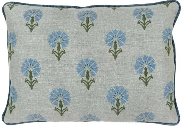 Mira Floral Indoor/Outdoor 14x20 Lumbar Pillow w/ Contrast Welt, Sunbrella