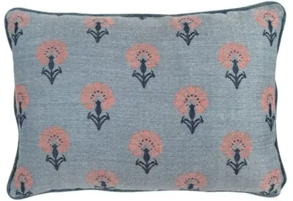 Mira Floral Indoor/Outdoor 14x20 Lumbar Pillow with Contrast Welt - Sunbrella - Kim Salmela