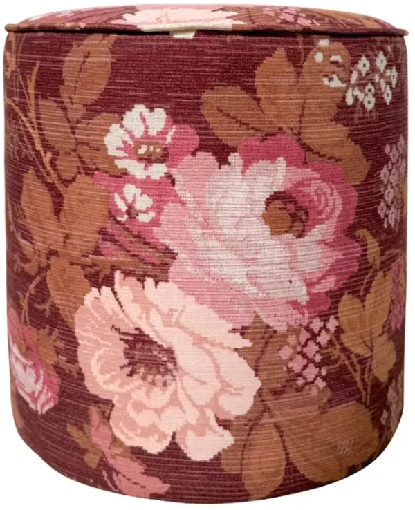 Dot Round Floral Stool, Beth Magenta Crypton