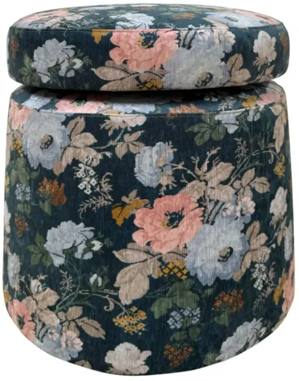 Shiloh Swivel Stool, Dutton Teal Floral Crypton