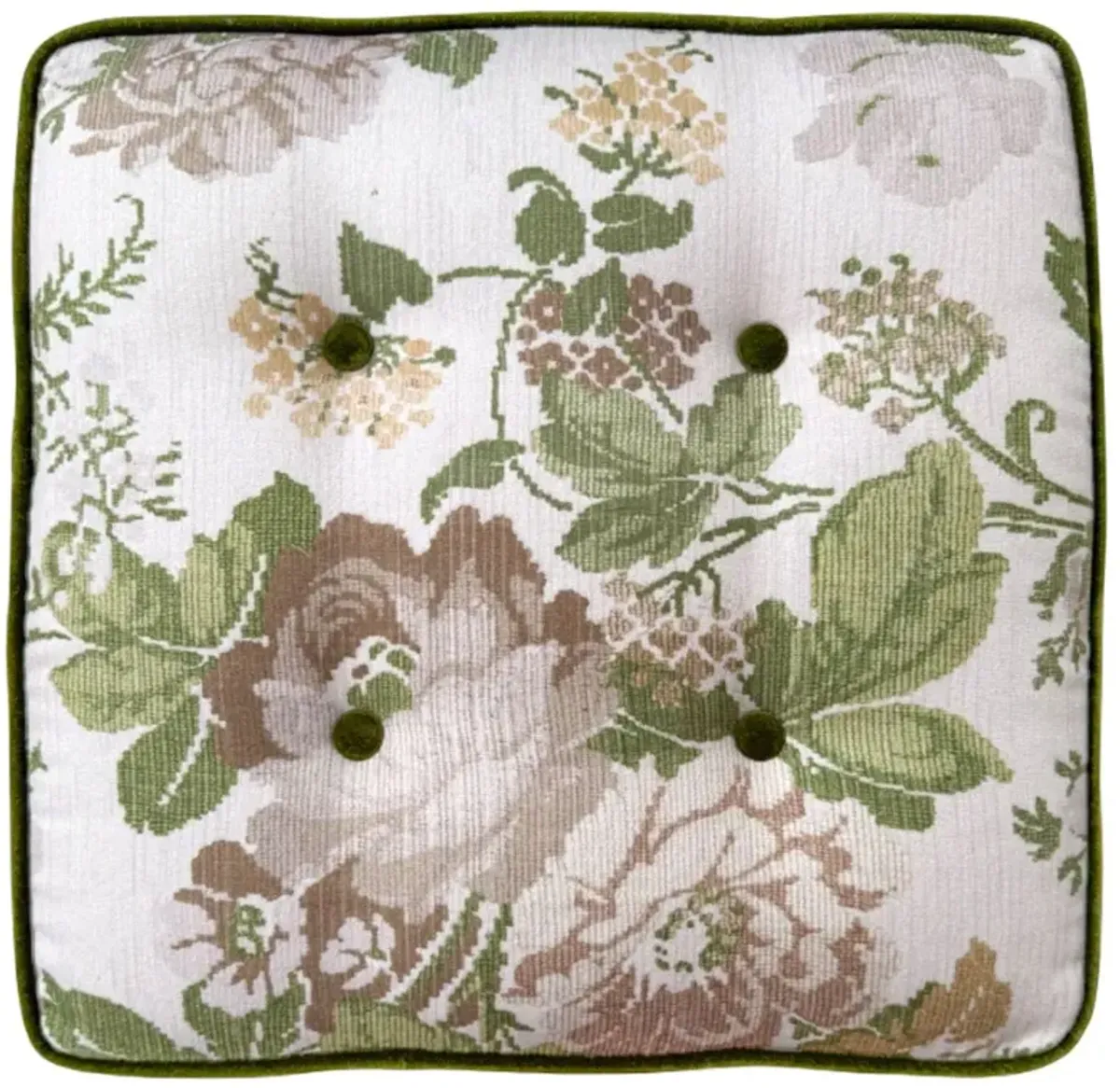 Hicks Floral Stool, Beth Green Crypton w/ Contrast Welt