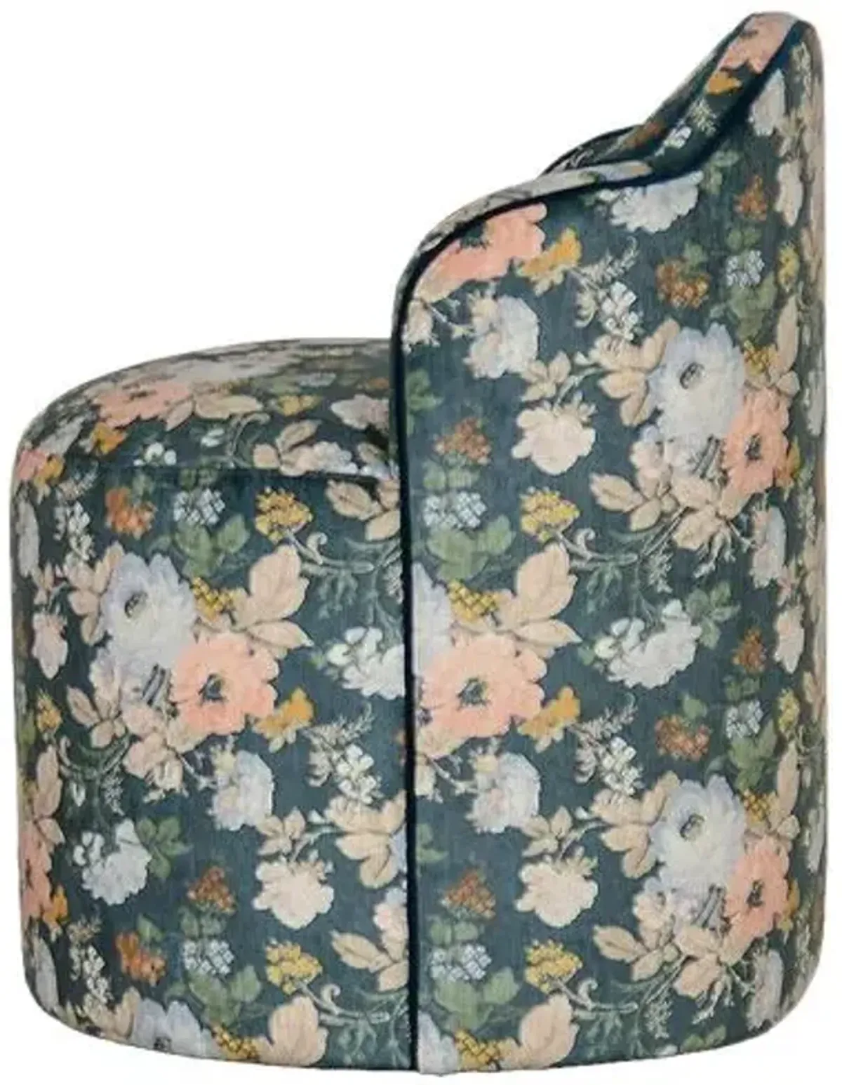 Camila Floral Velvet Accent/Vanity Chair - Dutton Teal Floral Crypton - Kim Salmela - Handcrafted - Multi