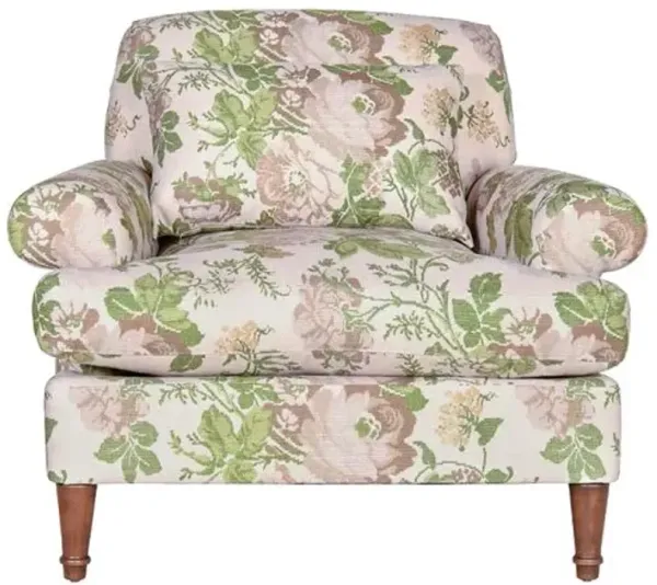 Smithson Floral Velvet Chair - Beth Green/Pink Crypton - Kim Salmela - Handcrafted