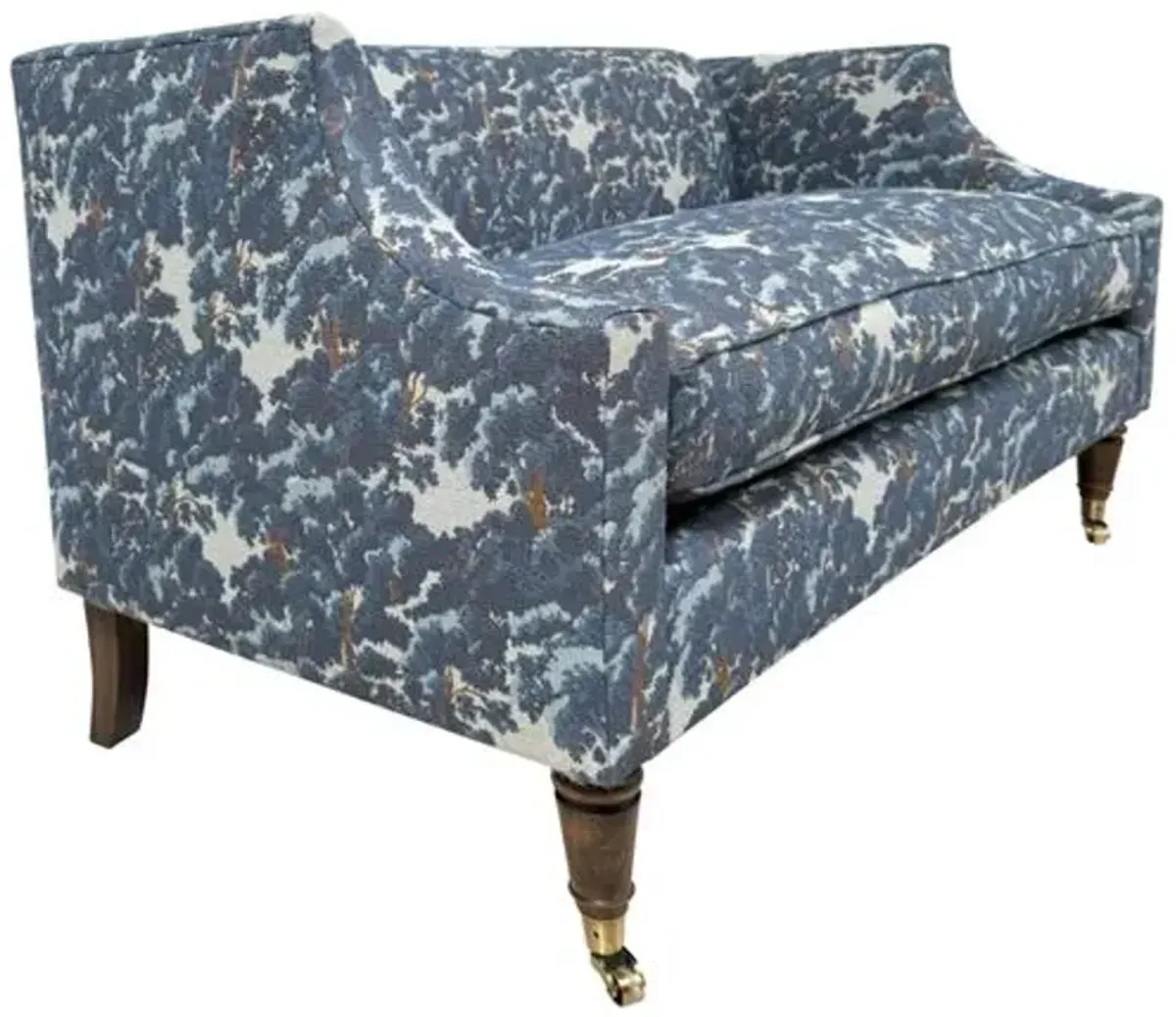 Gage Swoop-Arm Settee - North Oaks Crypton - Kim Salmela - Blue