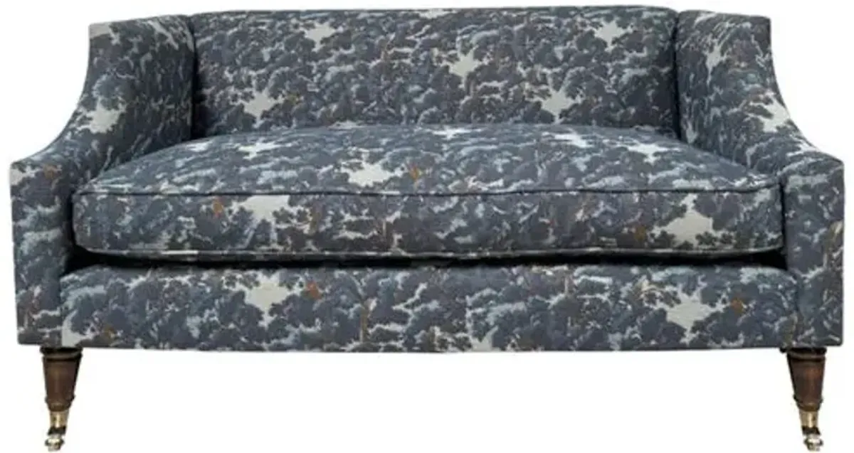 Gage Swoop-Arm Settee - North Oaks Crypton - Kim Salmela - Blue