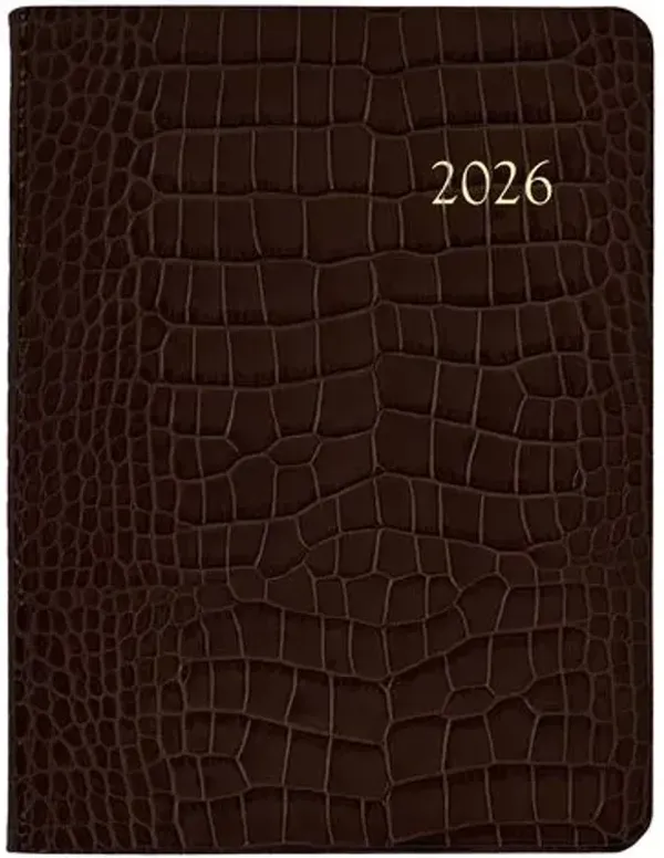 2026 Datebook Desk Diary - Crocodile - Brown