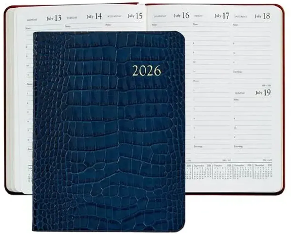 2026 Datebook Desk Diary - Crocodile - Blue