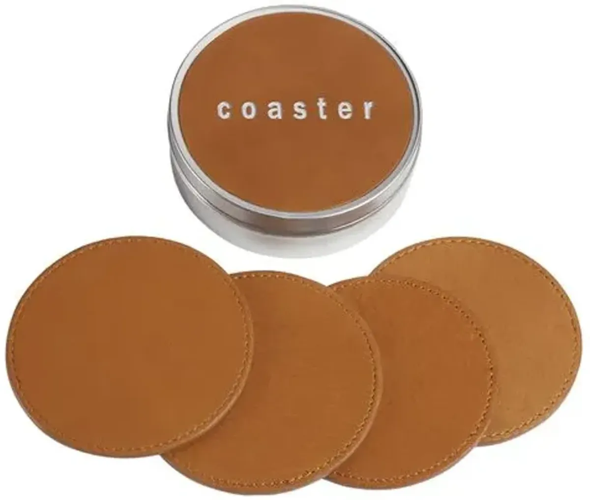 4 Coasters with Tin Box - Beige