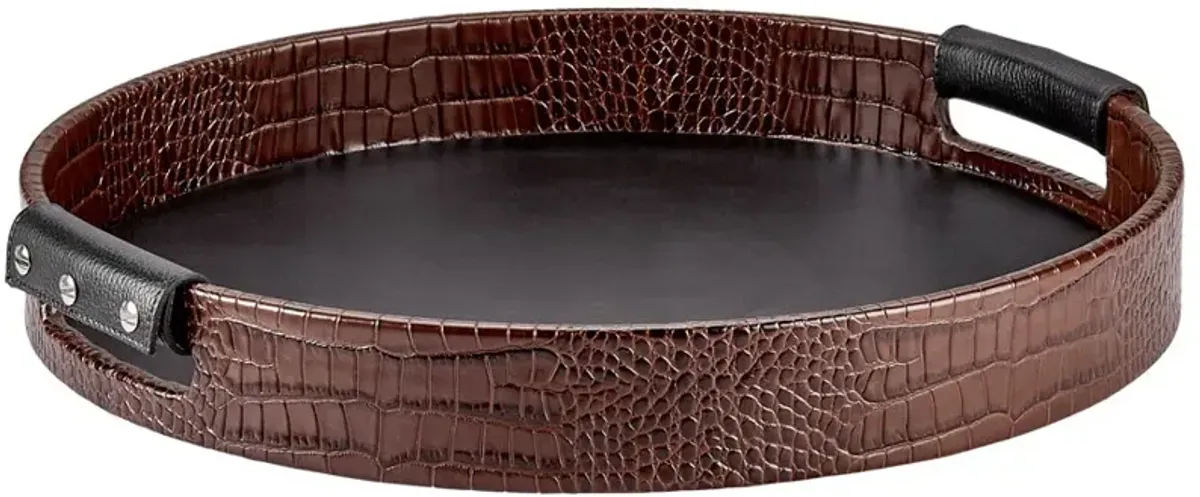 Round Leather Bar Tray, Leather