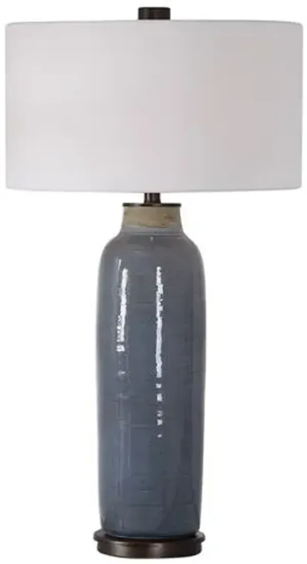 Elettra Ceramic Table Lamp - Blue - Handcrafted