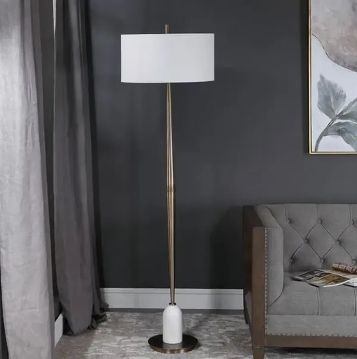 Esteban Marble Floor Lamp - Brass/Gold
