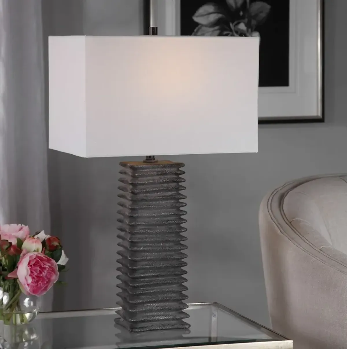 Giovanni Ceramic Table Lamp - Black/Gray