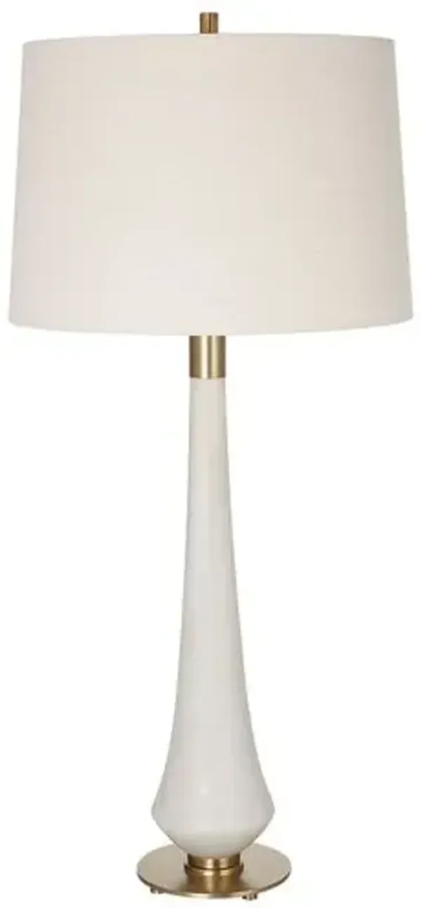 Dominik Table Lamp - White/Khaki