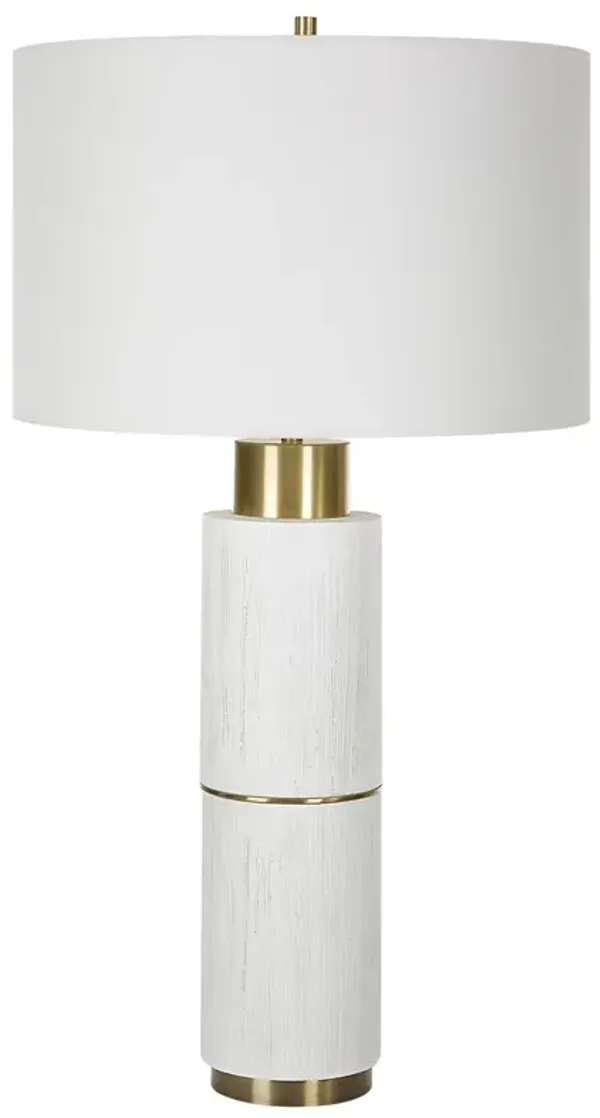 Petraea Textured Column Table Lamp - White