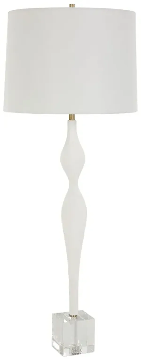 Ines Ceramic/Crystal Table Lamp - White/Clear