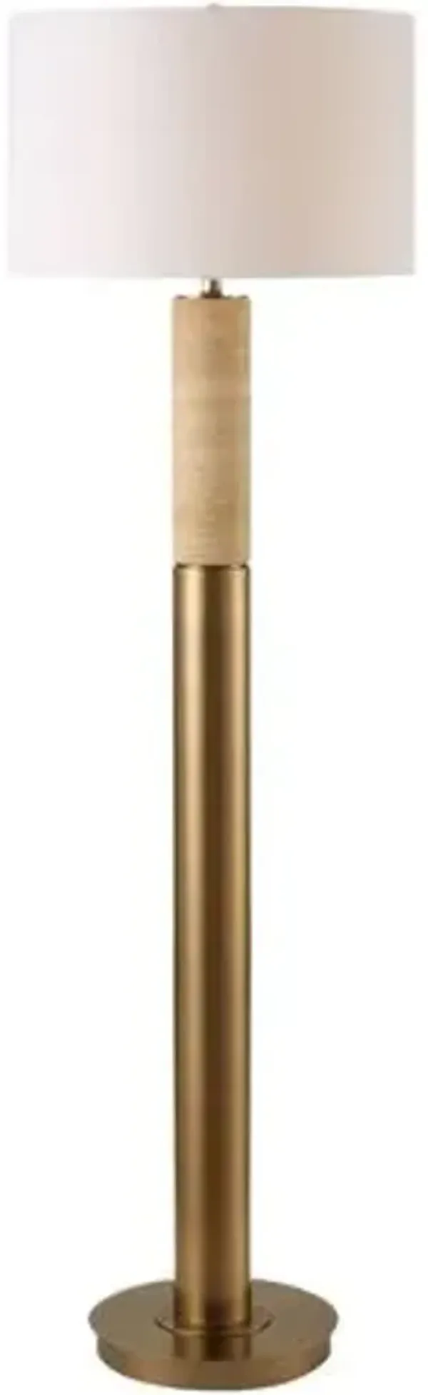 Laurel Travertine Floor Lamp - Brass/Gold