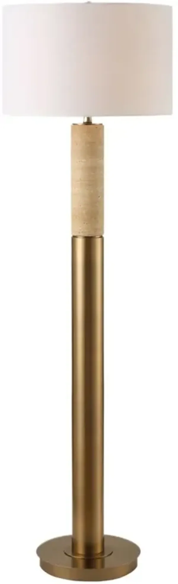 Laurel Travertine Floor Lamp - Brass/Gold