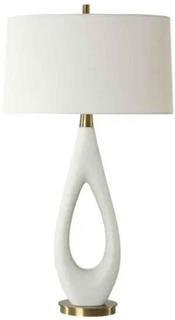 Fiorenzo Rice Stone Table Lamp - Gold/White